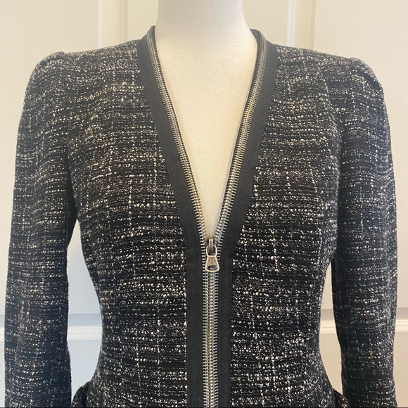 NANETTE LAPORE black & white linen & cotton jacket w/ zipper - Picture 3 of 13